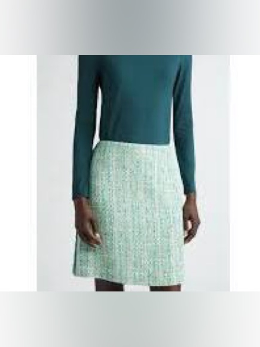 ST JOHN Forest Green Nuda Stretch Jersey Turtleneck Long Sleeve Top Size S